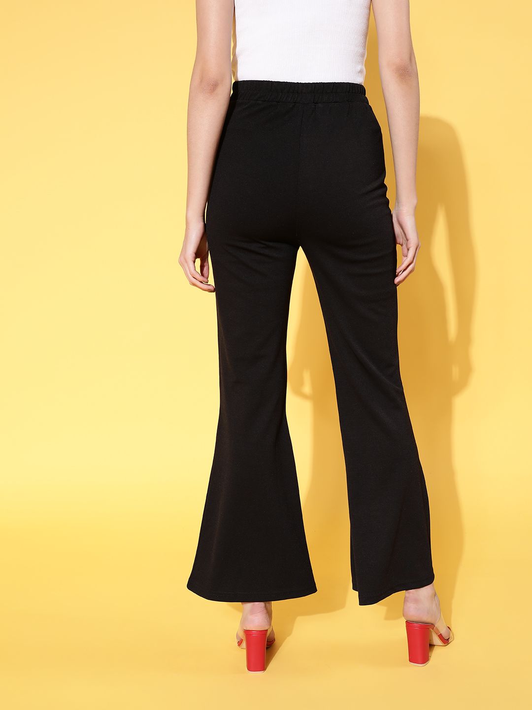 SASSAFRAS Women Black Solid Sequined Detail Trousers