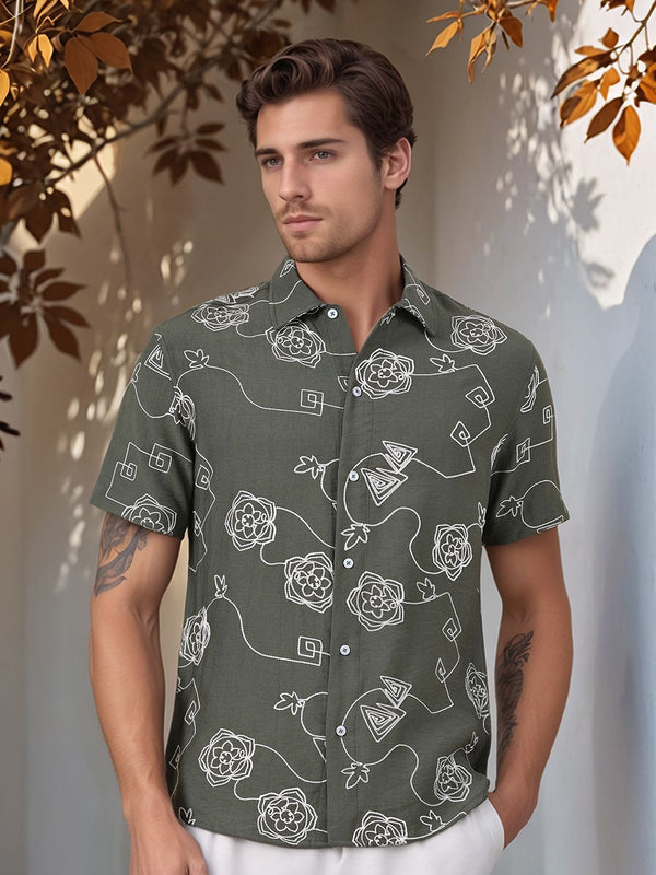 Thomas Scott Men Embroidered Regular Fit Casual Shirt