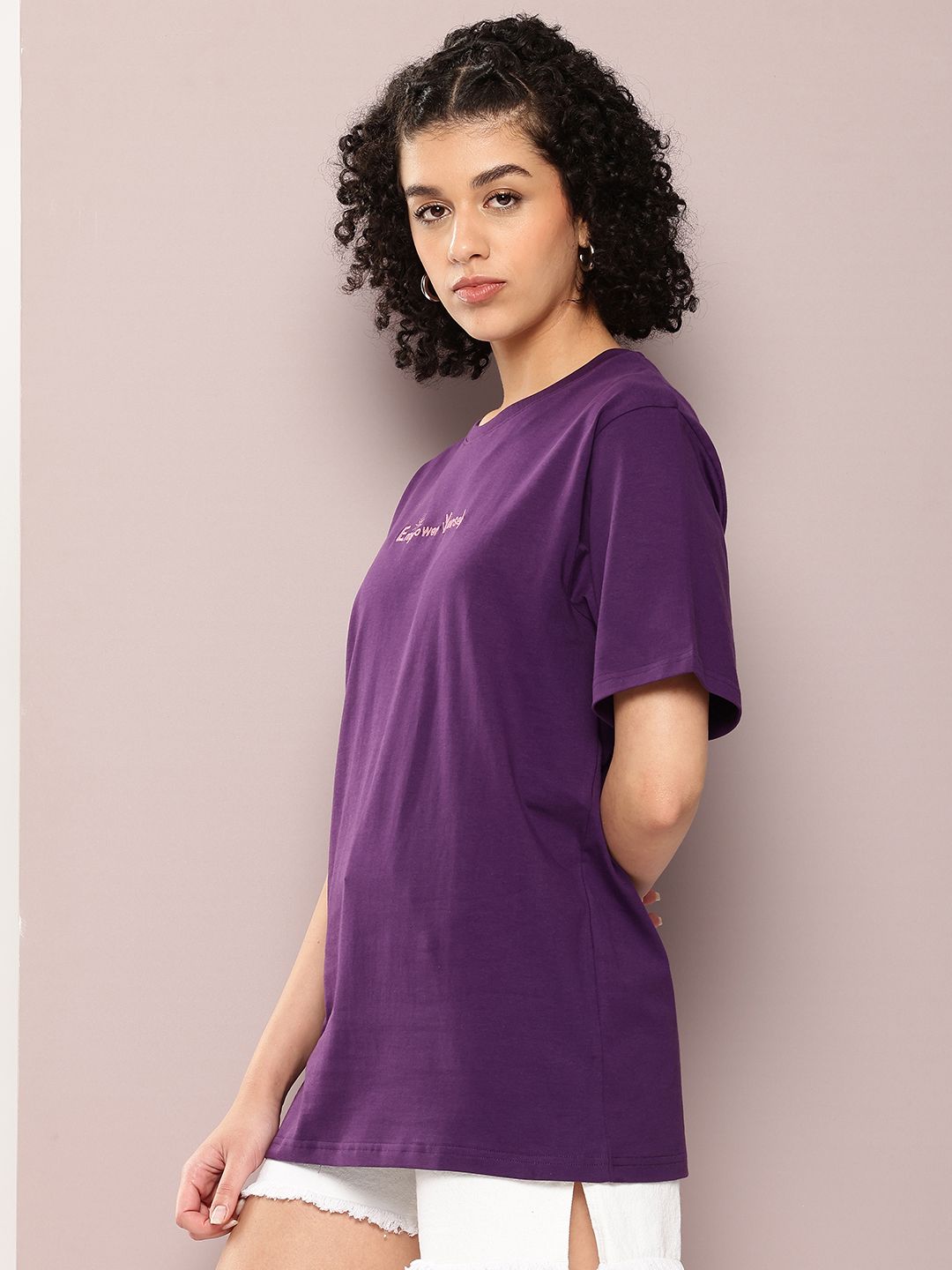 DILLINGER Women Typography Printed Pure Cotton Oversized T-shirt