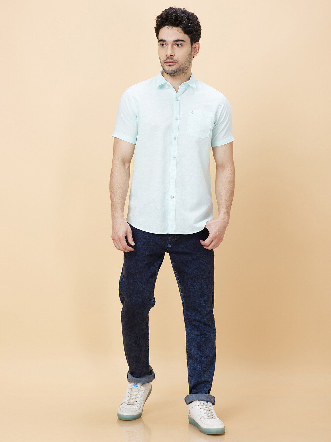 Being Human Spread Collar Slim Fit Cotton Casual Shirt