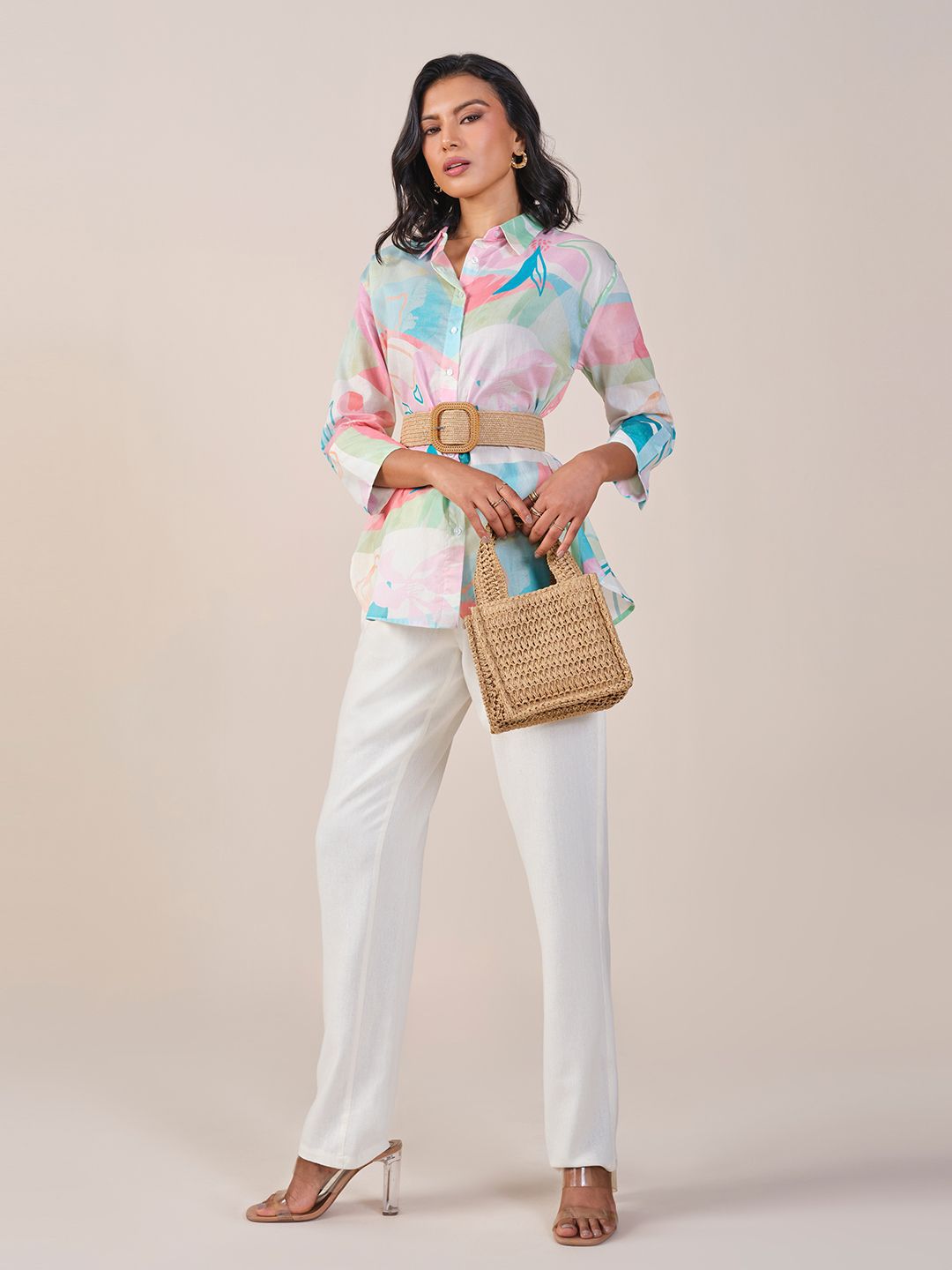 AND Shirt Style Printed Cotton Top