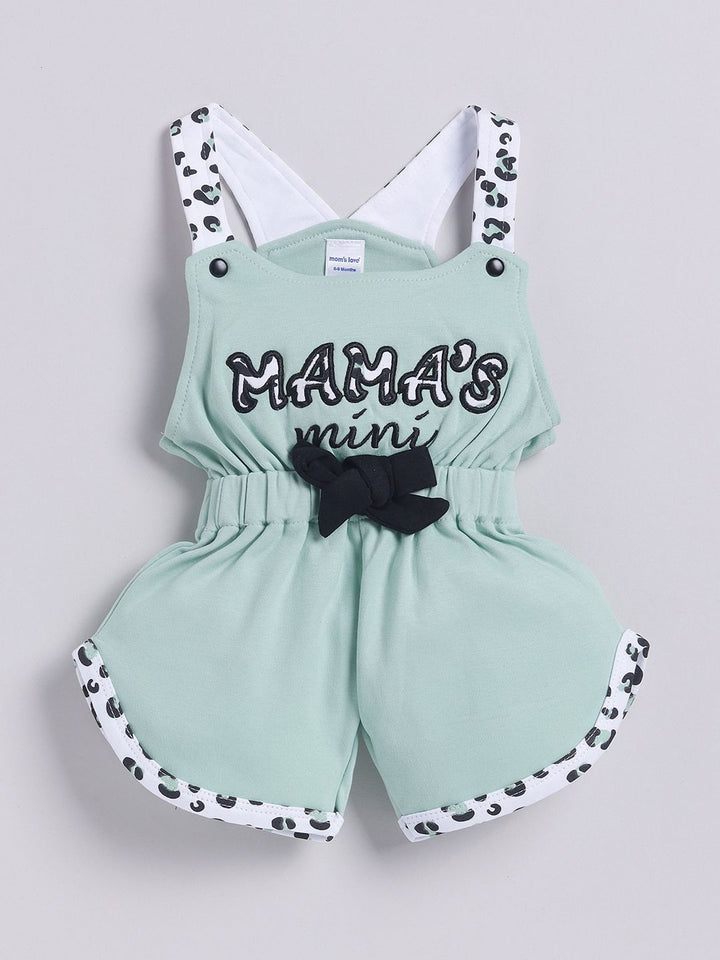 Moms Love Infant Girls Pure Cotton Self Design Basic Jumpsuit
