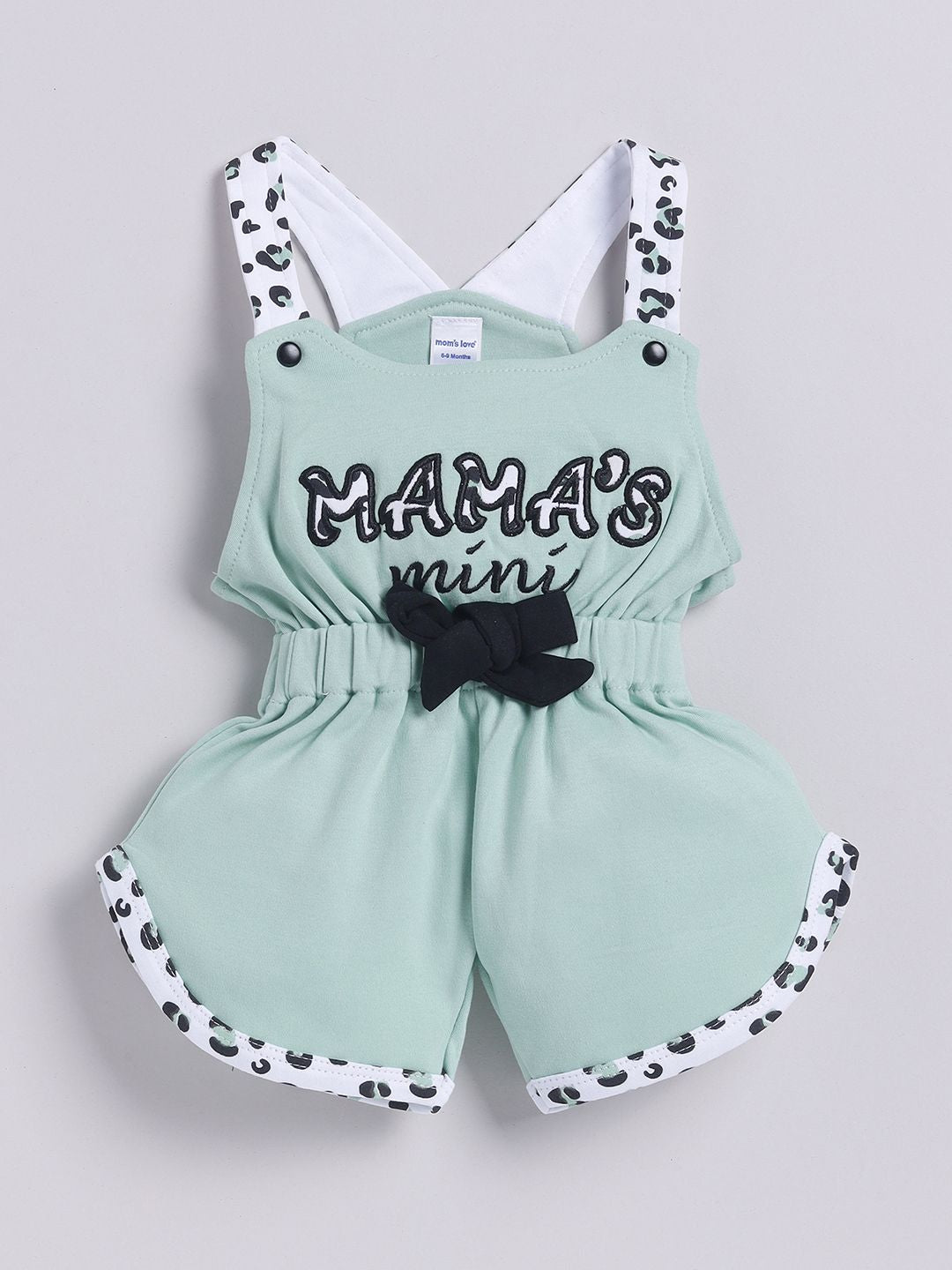 Moms Love Infant Girls Pure Cotton Self Design Basic Jumpsuit