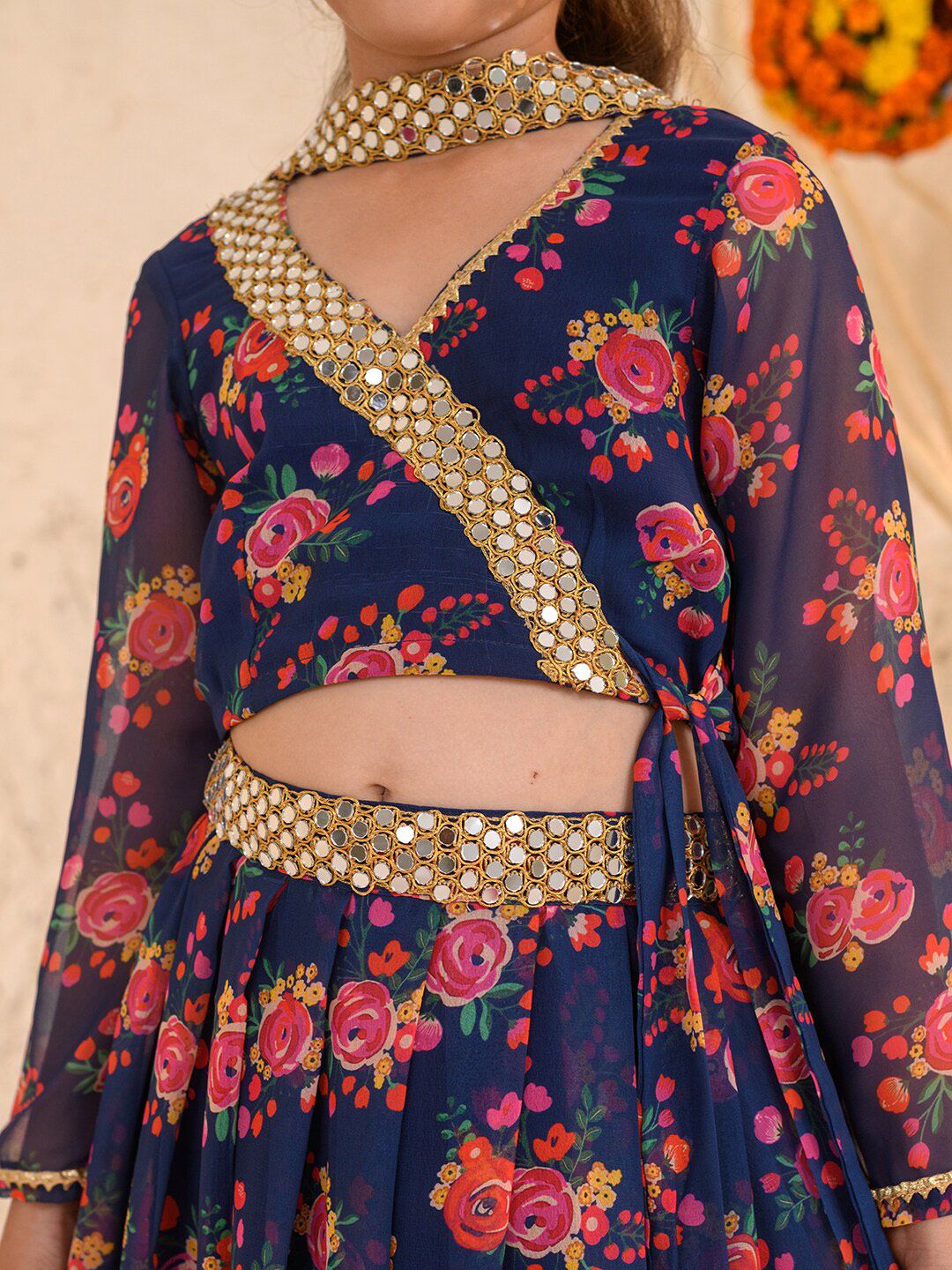 pspeaches Girls Printed Ready to Wear Lehenga & Blouse With Dupatta