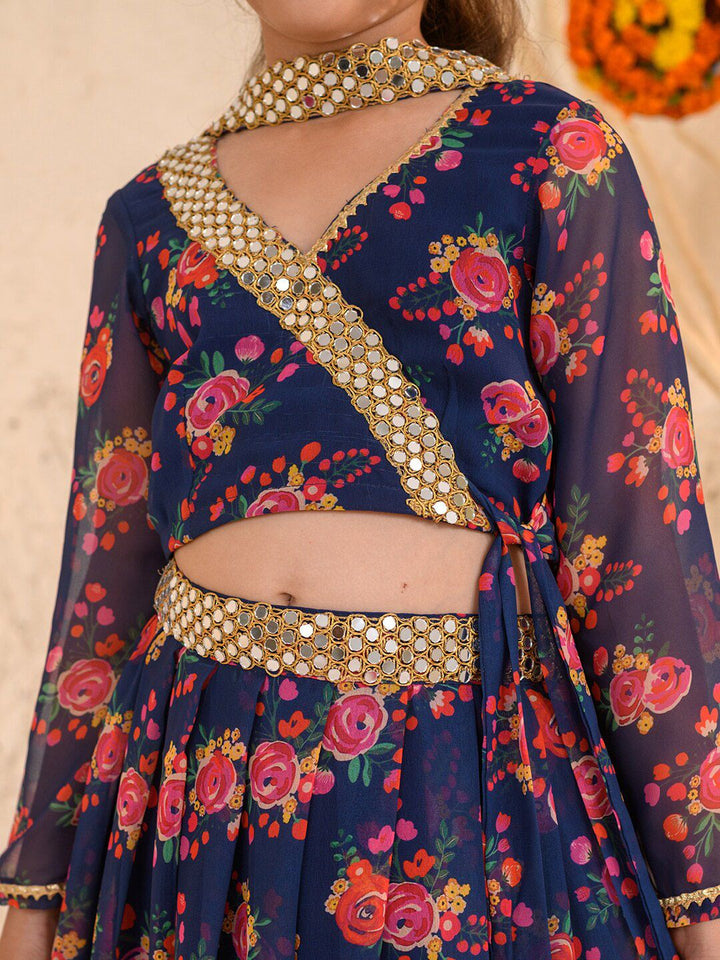 pspeaches Girls Printed Ready to Wear Lehenga & Blouse With Dupatta