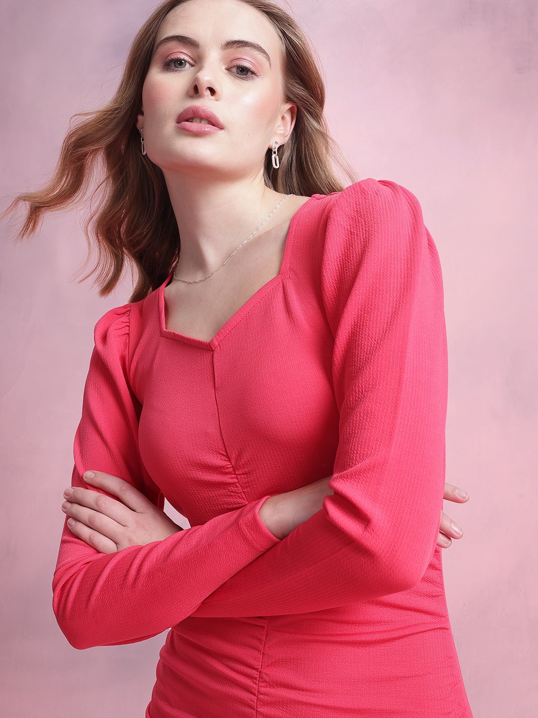 DressBerry Ruched Bodycon Midi Dress