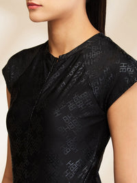 Being Human Women Checked Henley Neck Extended Sleeves Slim Fit T-shirt