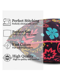 STITCHNEST Blue & Violet 5-Pieces Floral Velvet Square Cushion Covers