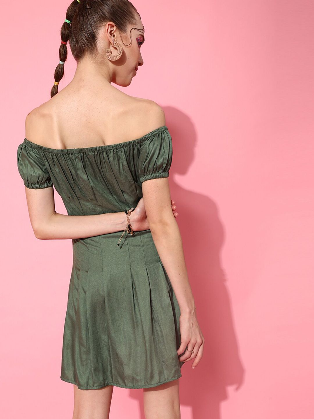 STREET 9 Women Lovely Olive Solid Dress