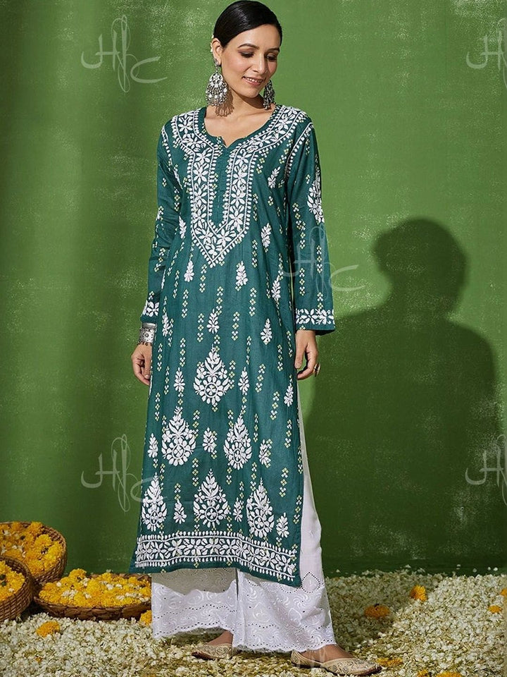 House of Chikankari Women Embroidered Chikankari Kurta