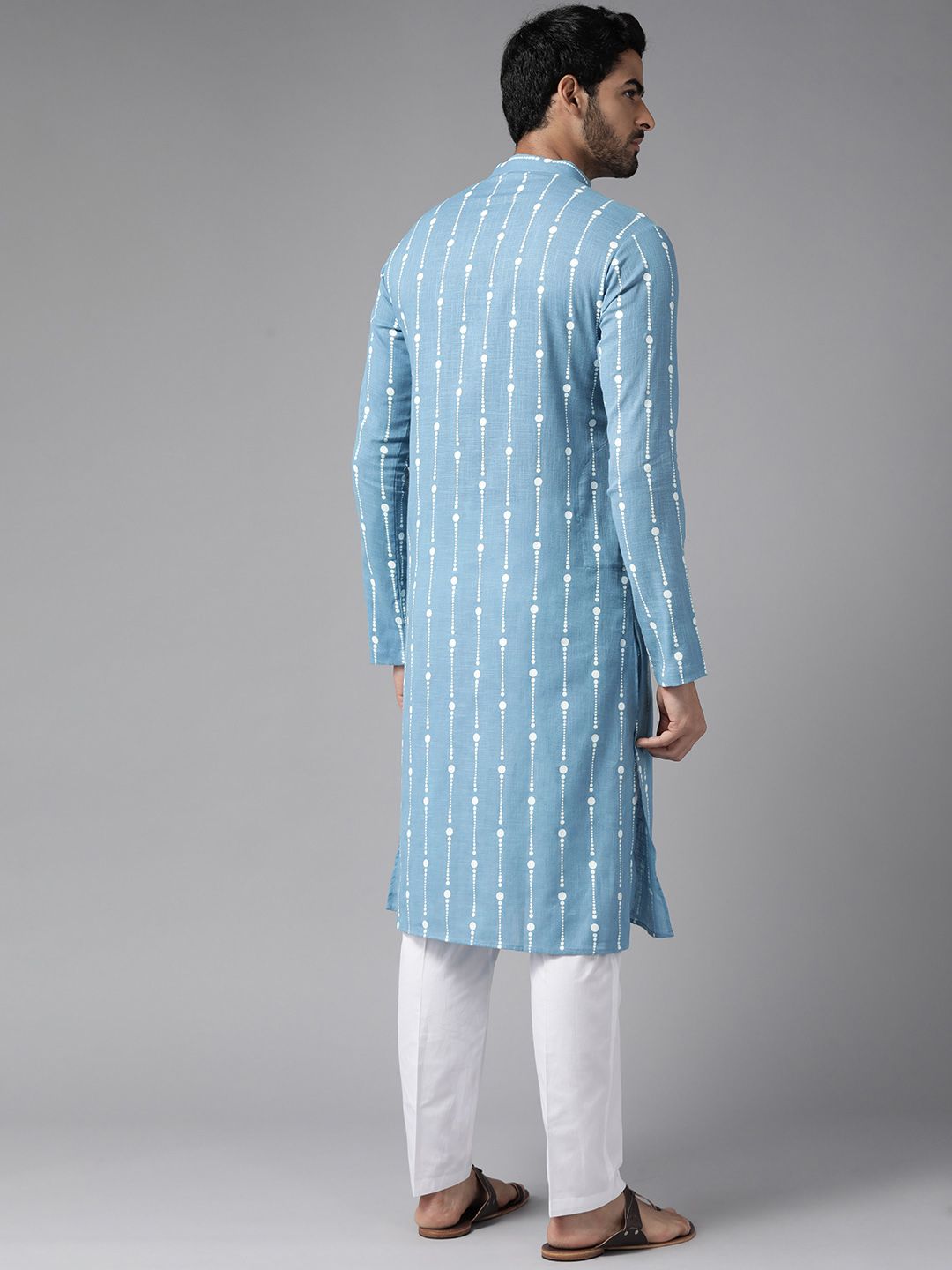 See Designs Men Blue Ethnic Motifs Printed Pure Cotton Kurta with Pyjamas