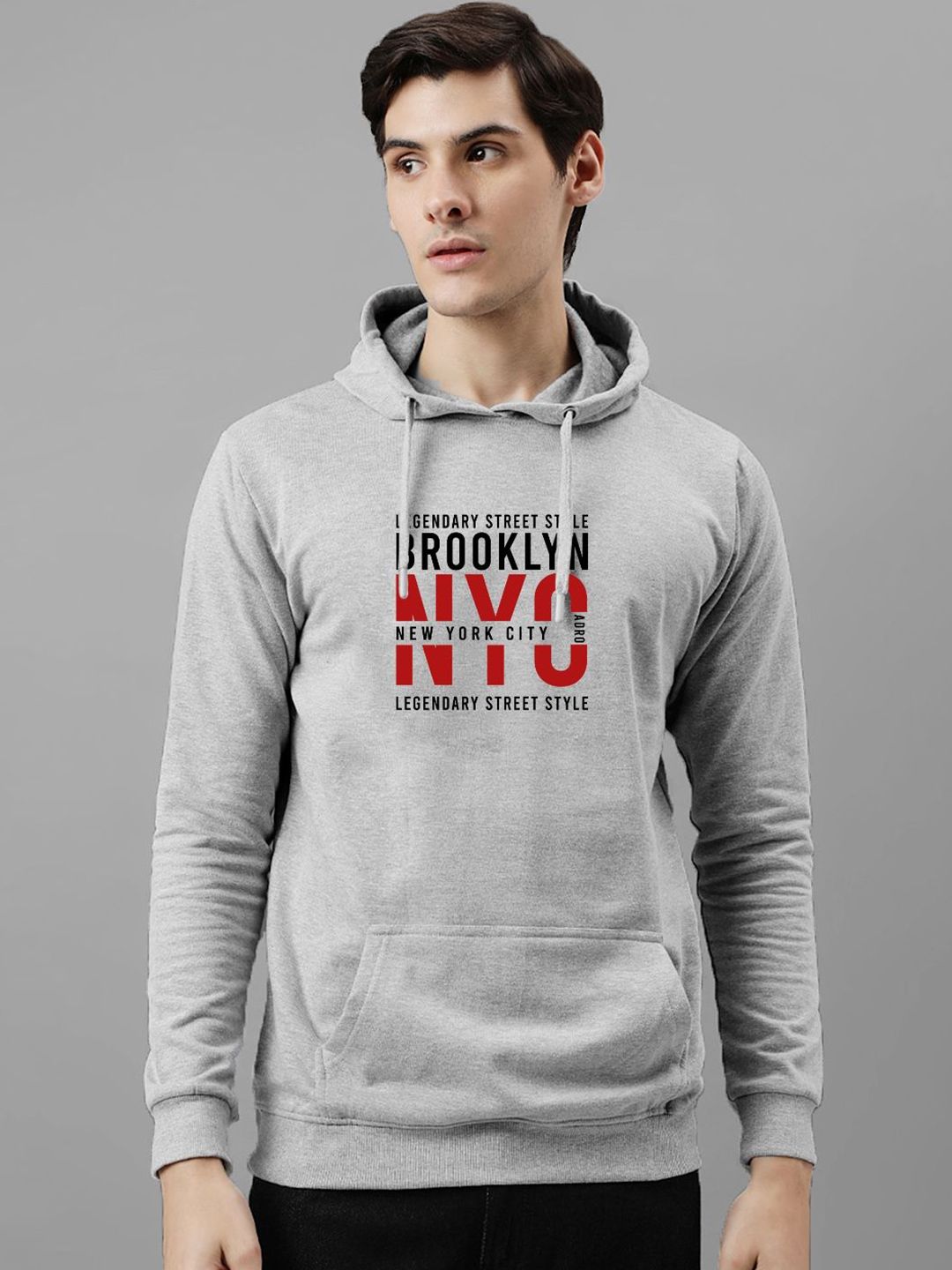 ADRO Men Printed Hooded Sweatshirt