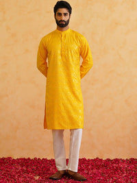 SOJANYA Floral Printed Mandarin Collar Long Sleeves Pure Cotton Straight Kurta