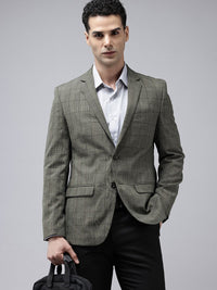 Park Avenue Slim Fit Checked Single-Breasted Formal Blazer