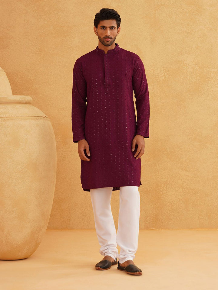 SOJANYA Embroidered Sequined Pure Cotton Kurta With Pyjama