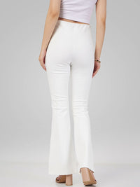 SASSAFRAS Women White Slim Fit Mid Rise Trousers