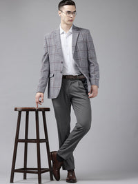 Park Avenue Checked Notched Lapel Single-Breasted Formal Blazer