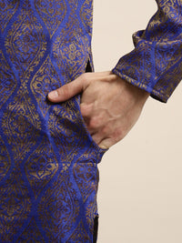 SOJANYA Ethnic Motifs Woven Design Jacquard Silk Regular Kurta With Churidar