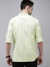 THE BEAR HOUSE Men Green Slim Fit Tartan Checks Checked Casual Shirt