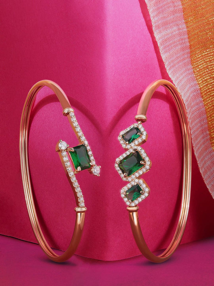 Set Mutiara Zaveri 2 Gelang Kada Bersalut Emas Cubic Zirconia Bersalut Emas