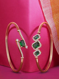 Set Mutiara Zaveri 2 Gelang Kada Bersalut Emas Cubic Zirconia Bersalut Emas