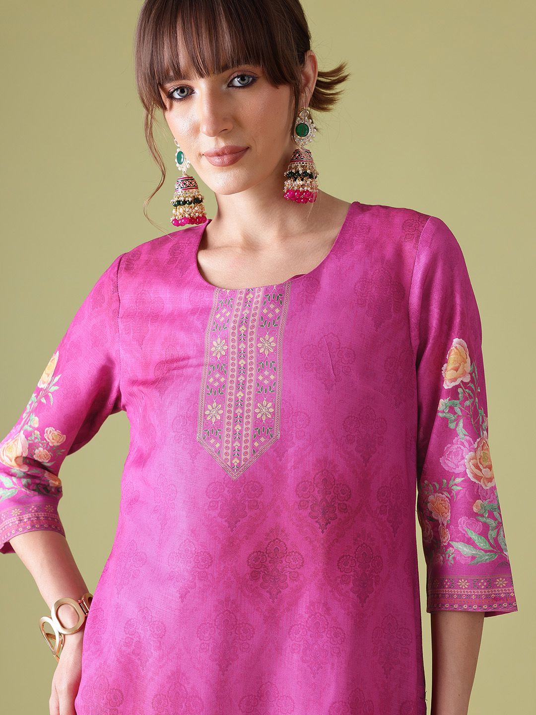 Anouk Floral Print Straight Kurta
