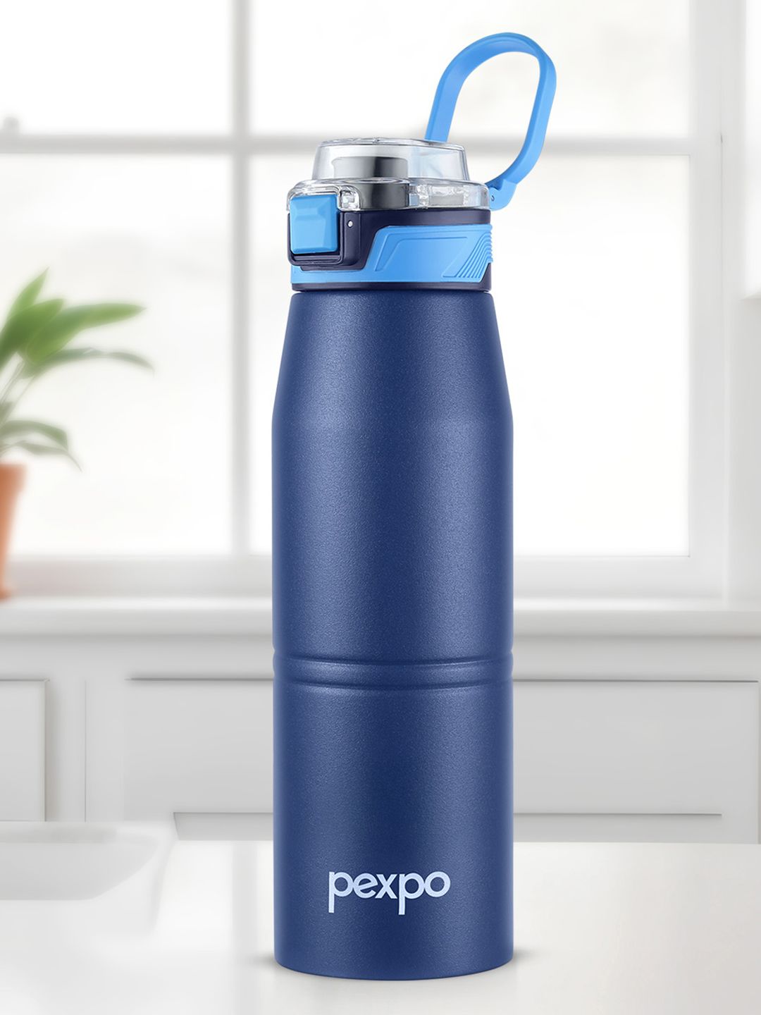 Pexpo Blue Printed Stainless Steel Double Wall Vacuum Water Bottle-940 ml
