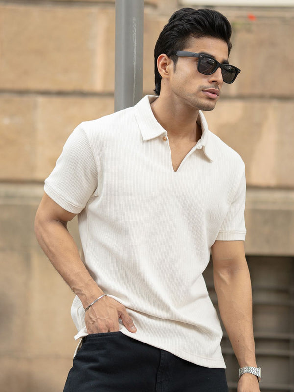 Powerlook Men Solid Polo Collar Short Sleeves T-shirt