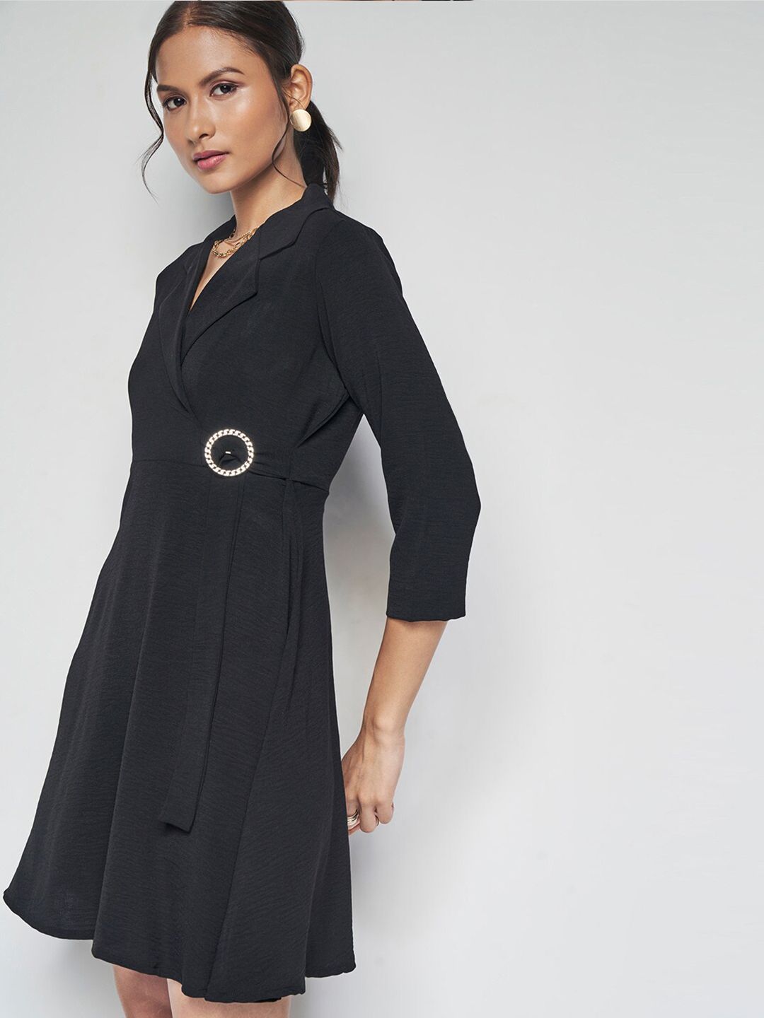 AND Lapel Collar Fit & Flare Dress