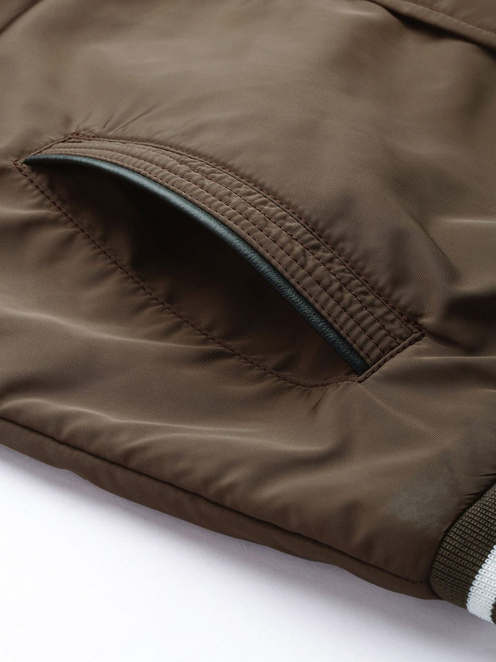 The Indian Garage Co Men Slim Fit Bomber Jacket with Insert Pockets