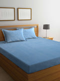 KLOTTHE Blue Wool 300 TC King Fine Woolen Bedsheet With 2 Pillow Covers-250X225 cm