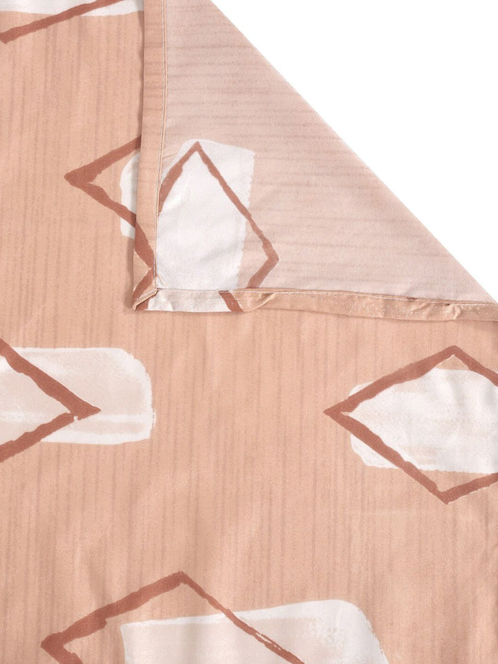 KLOTTHE Peach Geometric Cotton 210 TC Single Fine Bedsheet with a Pillow Cover-89 x 59 inches