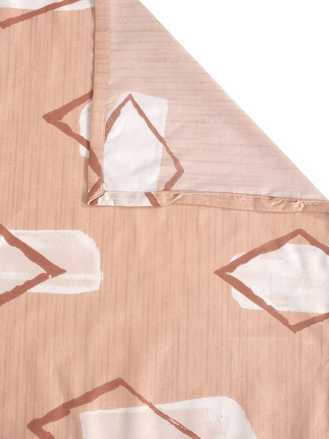 KLOTTHE Peach Geometric Cotton 210 TC Single Fine Bedsheet with a Pillow Cover-89 x 59 inches