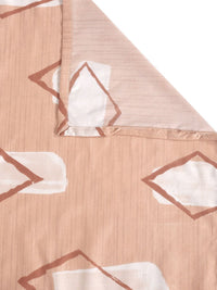 KLOTTHE Peach Geometric Cotton 210 TC Single Fine Bedsheet with a Pillow Cover-89 x 59 inches