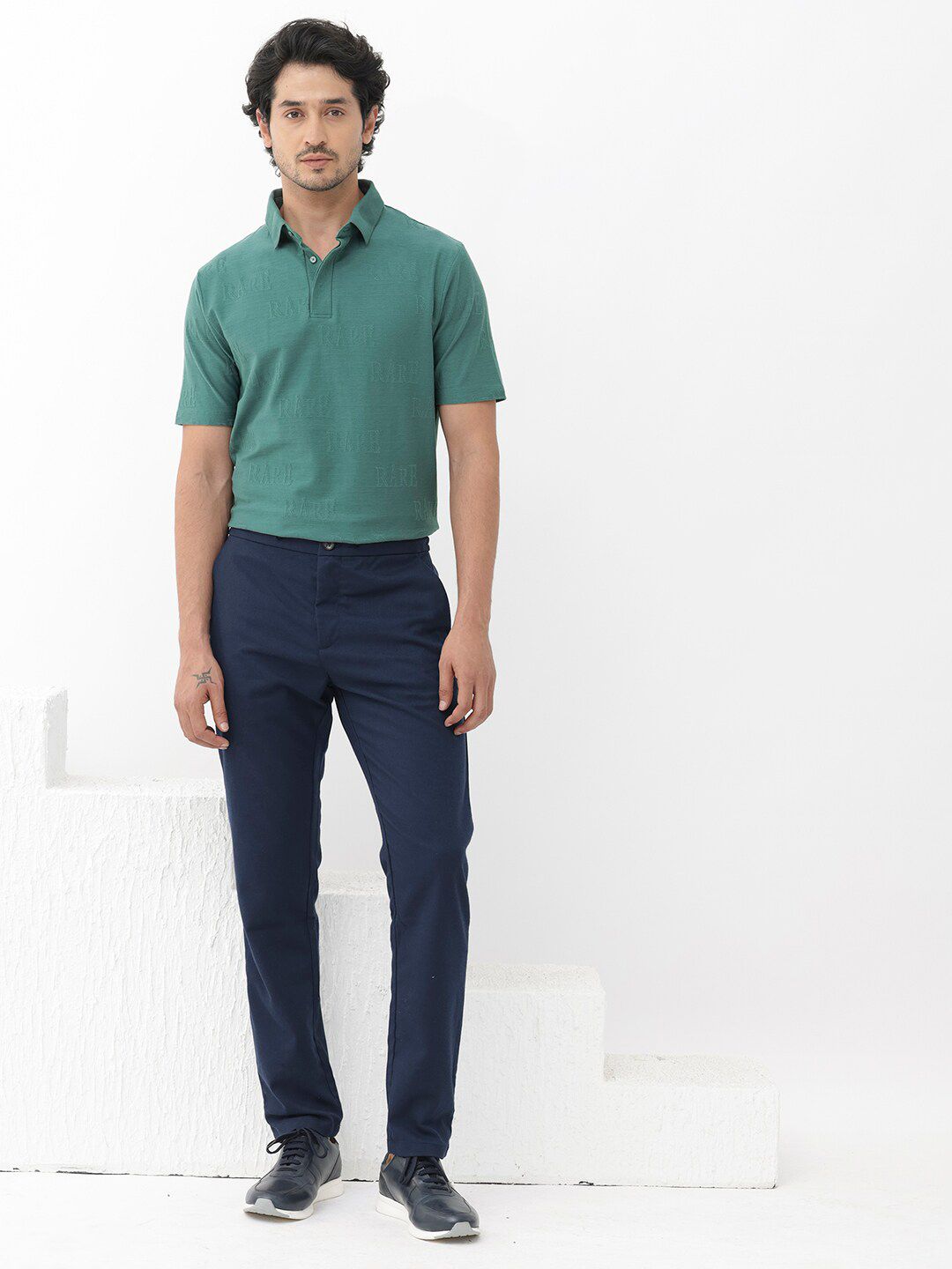 RARE RABBIT Men Gesset-2 Regular Fit Polo Collar Cotton T-Shirt