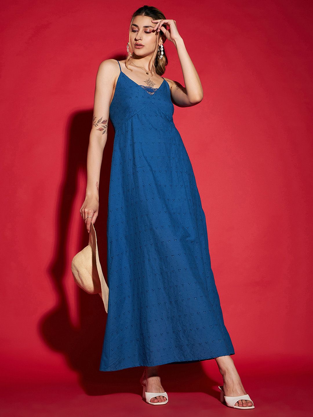 Tali bahu biru Sassafras Pakaian A-Line