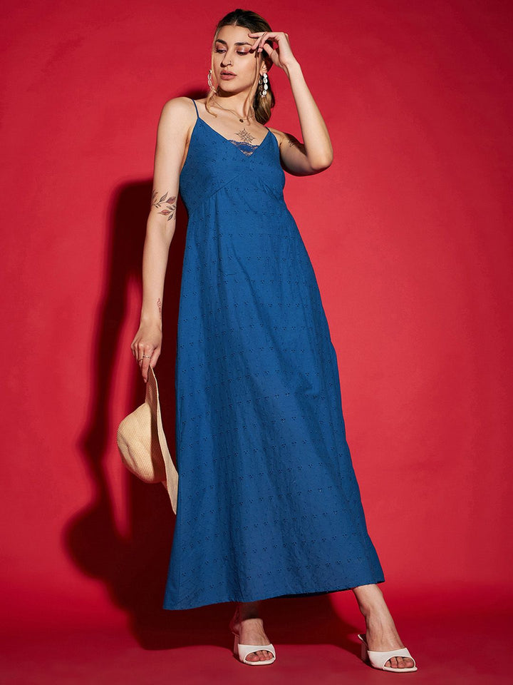 Tali bahu biru Sassafras Pakaian A-Line