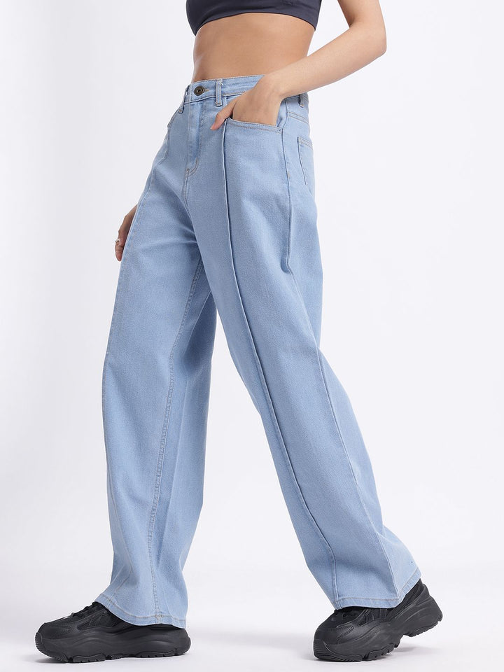 DressBerry Women Street Edge Panelled Baggy Fit Jeans