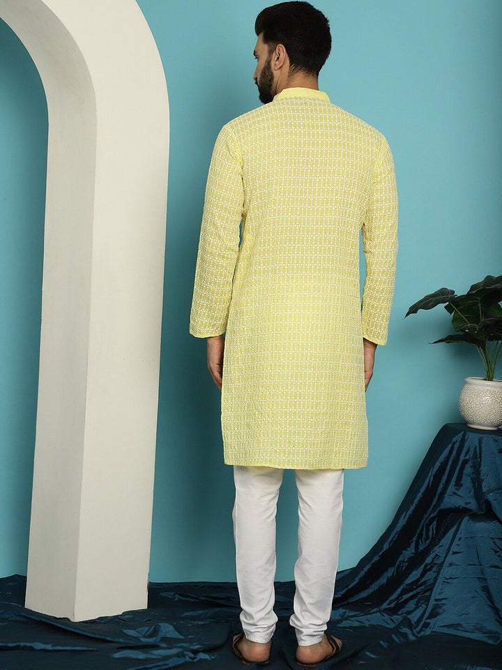 SOJANYA Ethnic Motifs Embroidered Thread Work Pure Cotton Kurta with Pyjamas