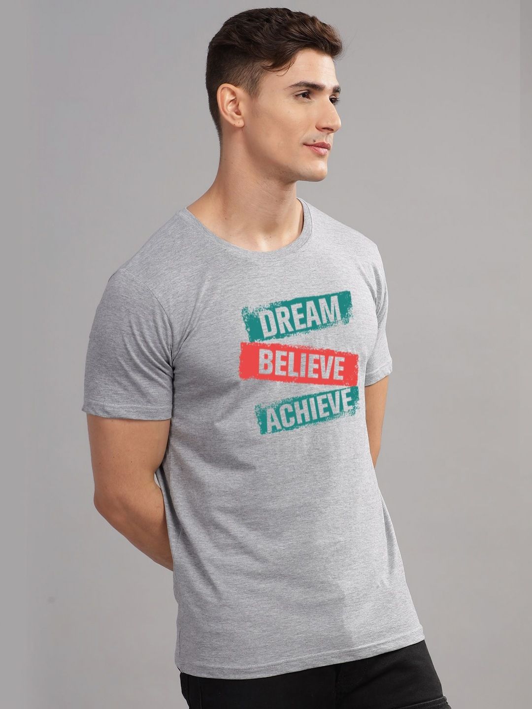 ADRO Men Typography Printed Raw Edge T-shirt