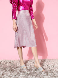 Athena Lavender A-Line Shimmery Accordion Pleated Skirt