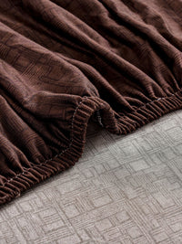 Story@home Brown Printed 1 Seater Stretchable Sofa Cover With Arms