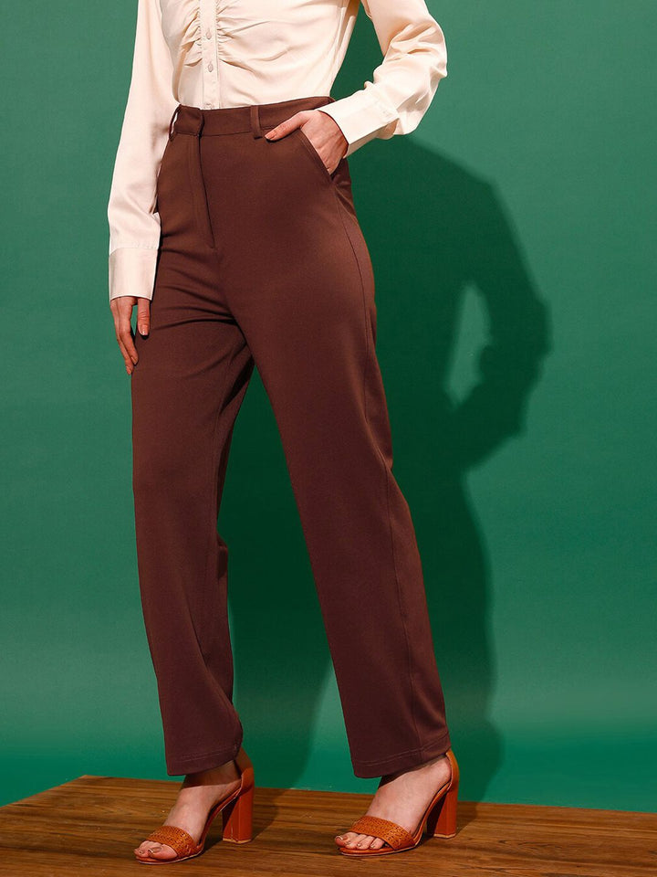 STREET 9 Women Mid-Rise Flat-Front Plain Loose Fit Trousers