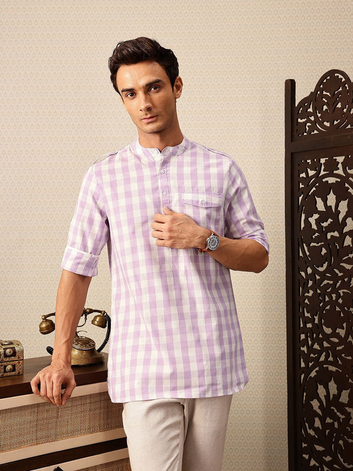 House of Pataudi Checked Pakistani Style Rozana Kurta