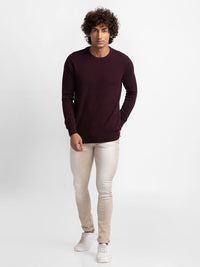 SPYKAR Pure Cotton Round Neck Cable Knit Pullover Sweater