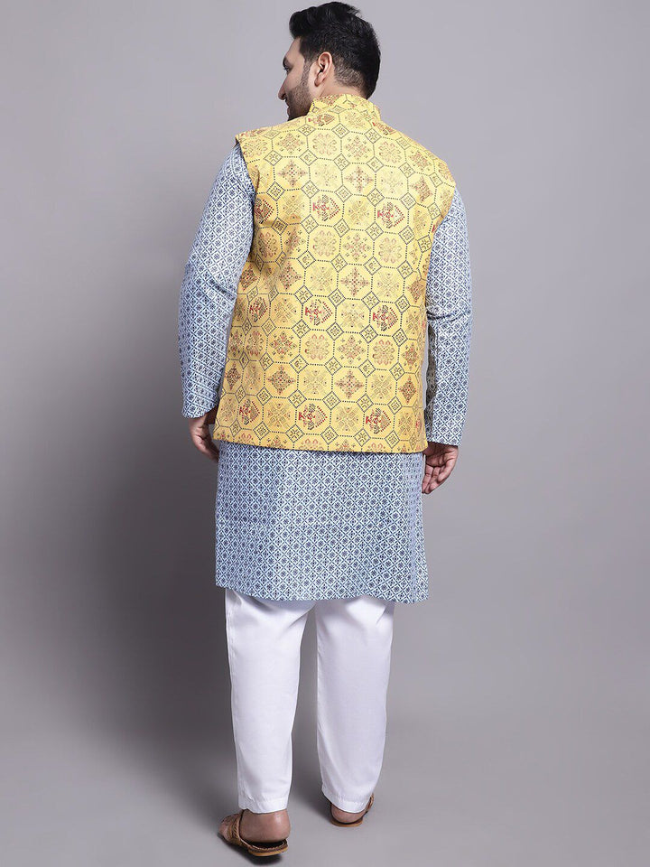 SOJANYA PLUS Ethnic Motifs Printed Regular Kurta With Pyjamas & With Printed Nehru Jacket