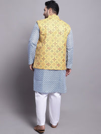 SOJANYA PLUS Ethnic Motifs Printed Regular Kurta With Pyjamas & With Printed Nehru Jacket