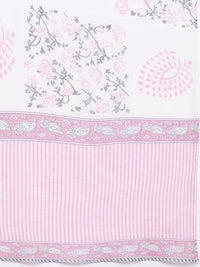 Libas Women Striped Regular Pure Cotton Kurta with Trousers & With Dupatta
