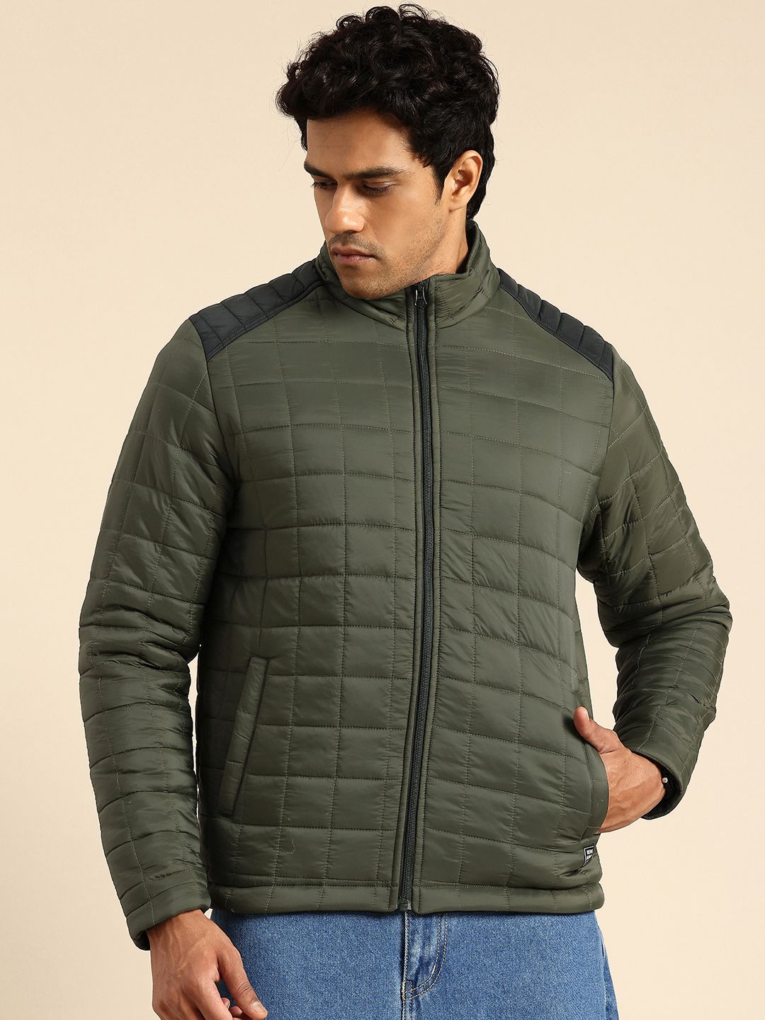 Being Human Mock Collar Quilted Jacket