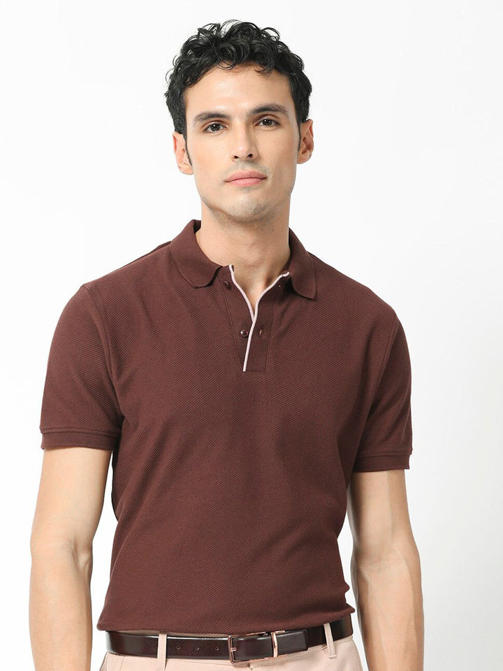 RARE RABBIT Men Rings-4 Slim Fit Solid Polo Collar T-Shirt